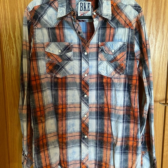 BKE Other - BKE Orange and Blue Casual Button Down Shirt